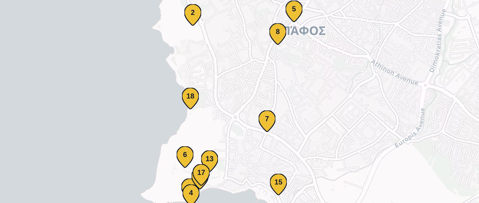 Map showing all places mentioned in this article