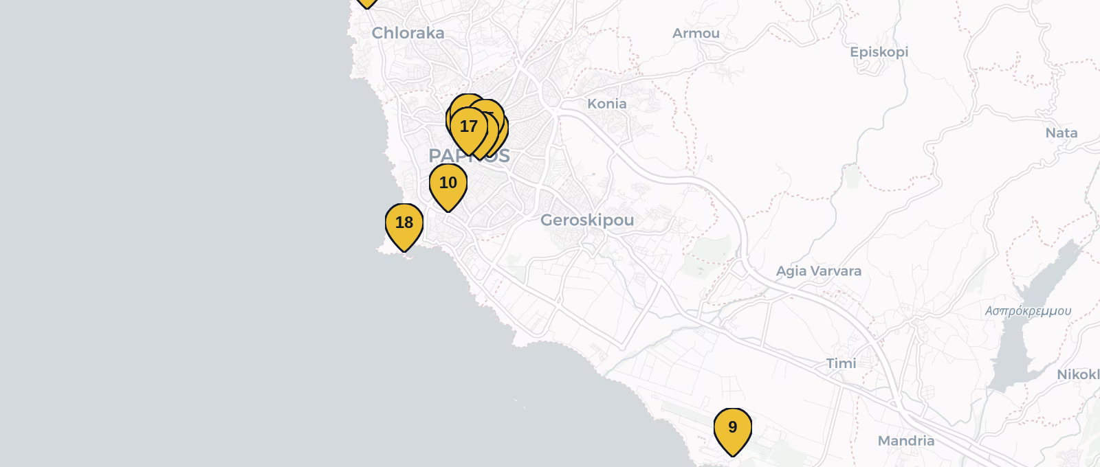 Map showing all places mentioned in this article