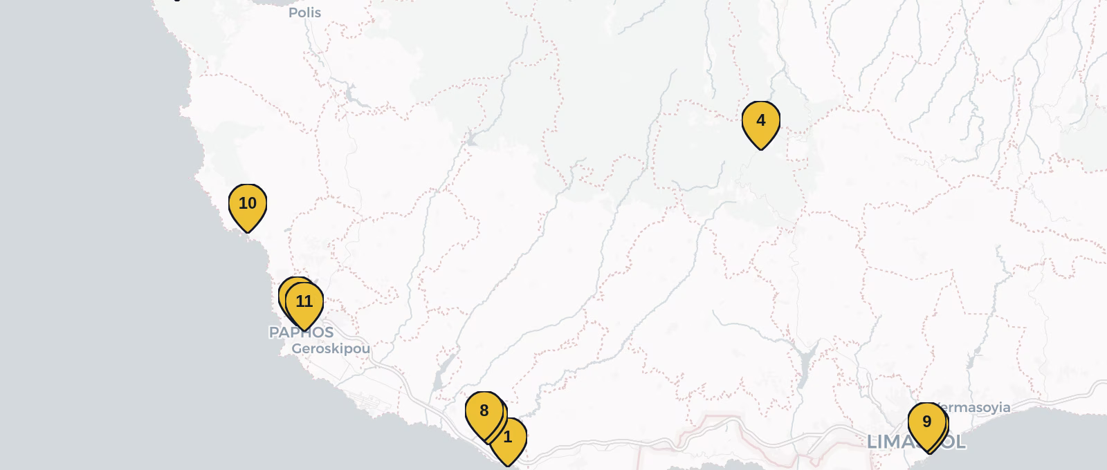 Map showing all places mentioned in this article
