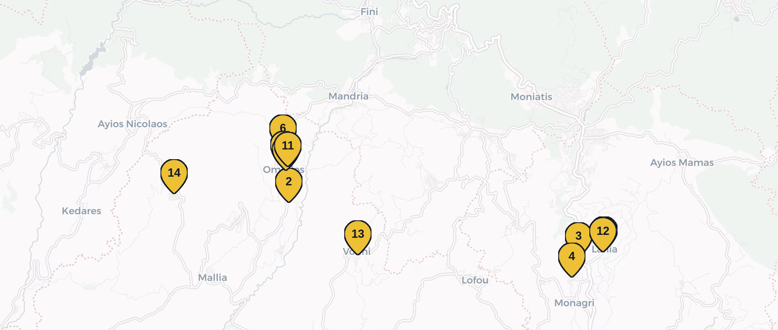 Map showing all places mentioned in this article