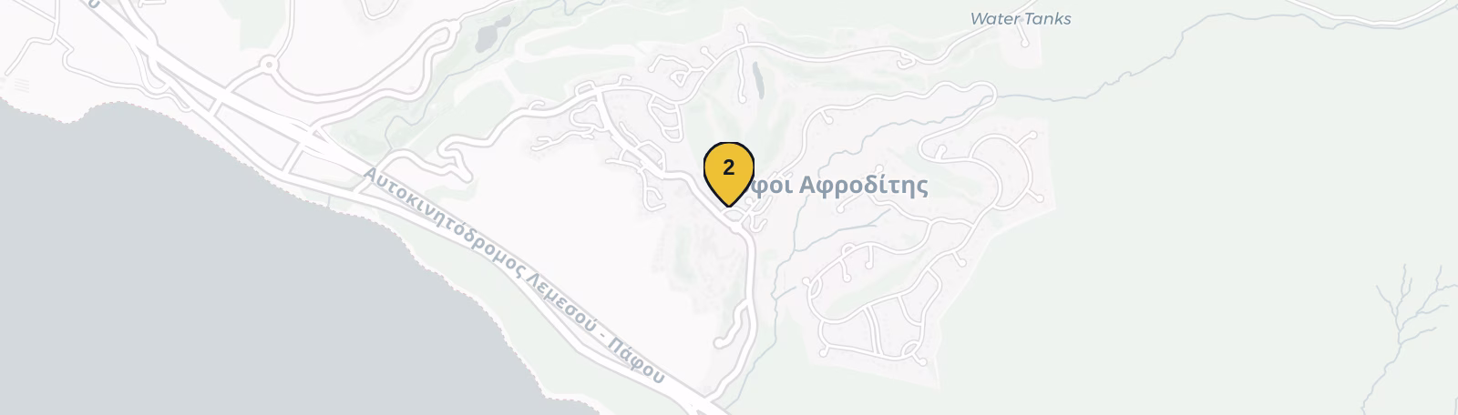 Map showing Aphrodite Hills Golf Course, Paphos, Cyprus