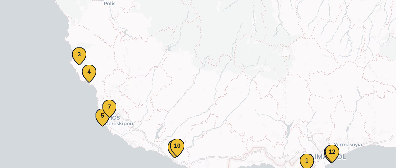 Map showing all places mentioned in this article