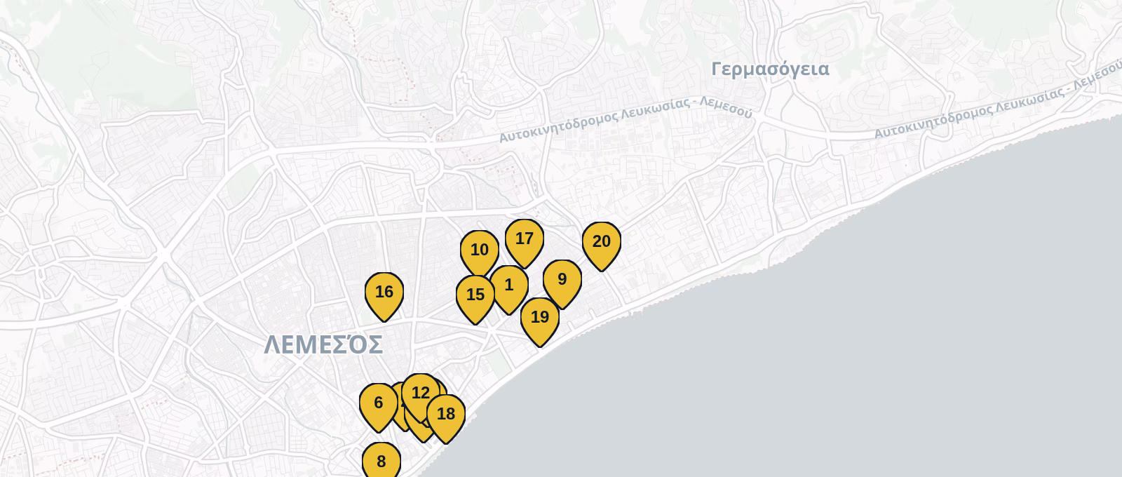 Map showing all places mentioned in this article