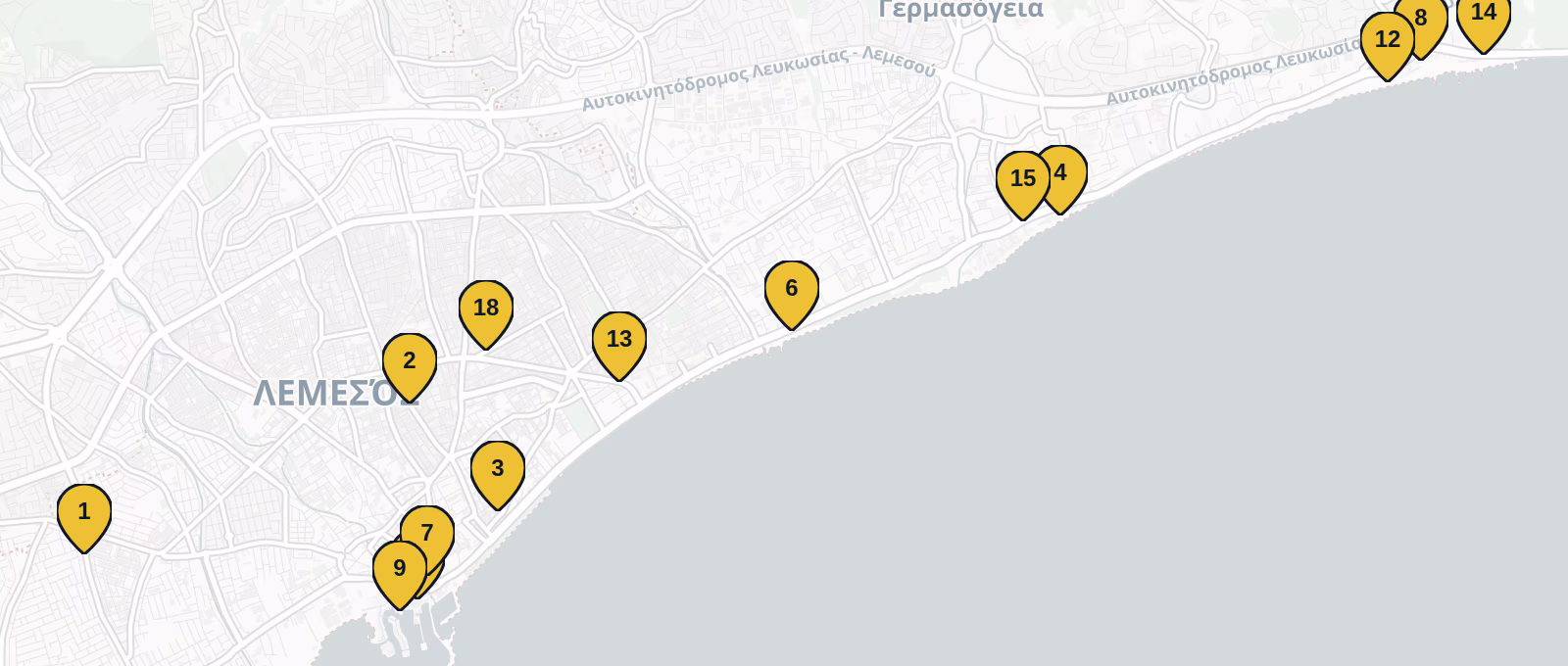 Map showing all places mentioned in this article